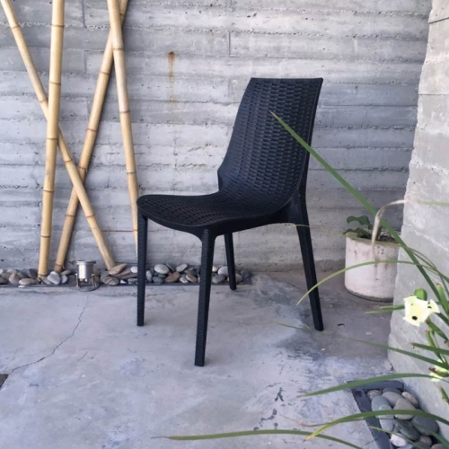 Imagen miniatura Silla Plástica Quality Harmony Simil Ratán Negra