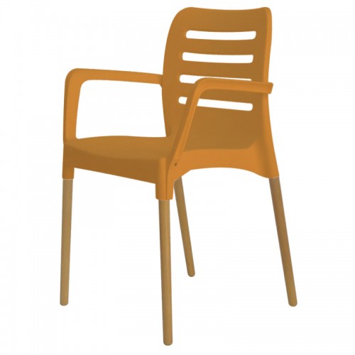 Sillón De Diseño Comedor Sit Mobili 363 Ambar Patas Madera Naranja
