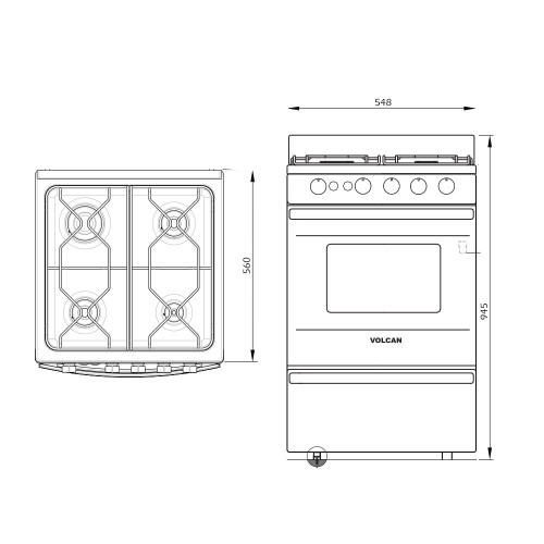 Imagen miniatura Cocina Multigas Volcan 87643v 4h 55cm Luz Encendido Blanca