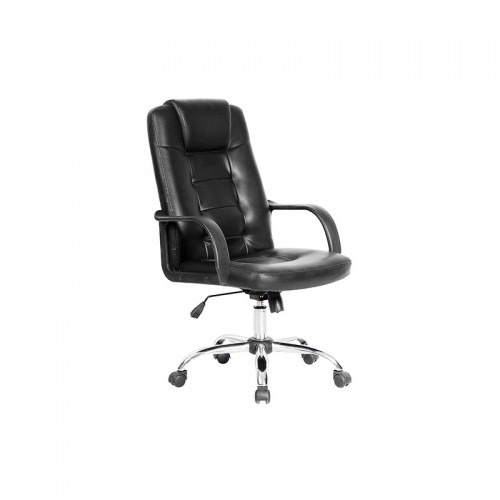 Sillón Oficina Pir-var Nf-2203 Cromado Apoyabrazos Ecocuero Negro