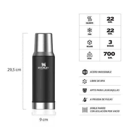 Imagen miniatura Termo Stanley 800ml Acero Inoxidable Negro