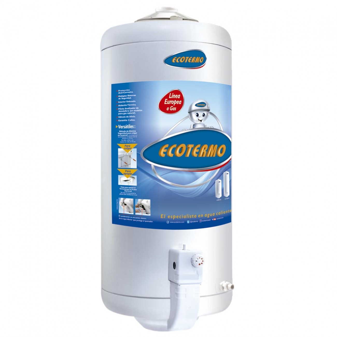 Imagen Termotanque A Gas Ecotermo Le80 C/sup 80 Lts Gn