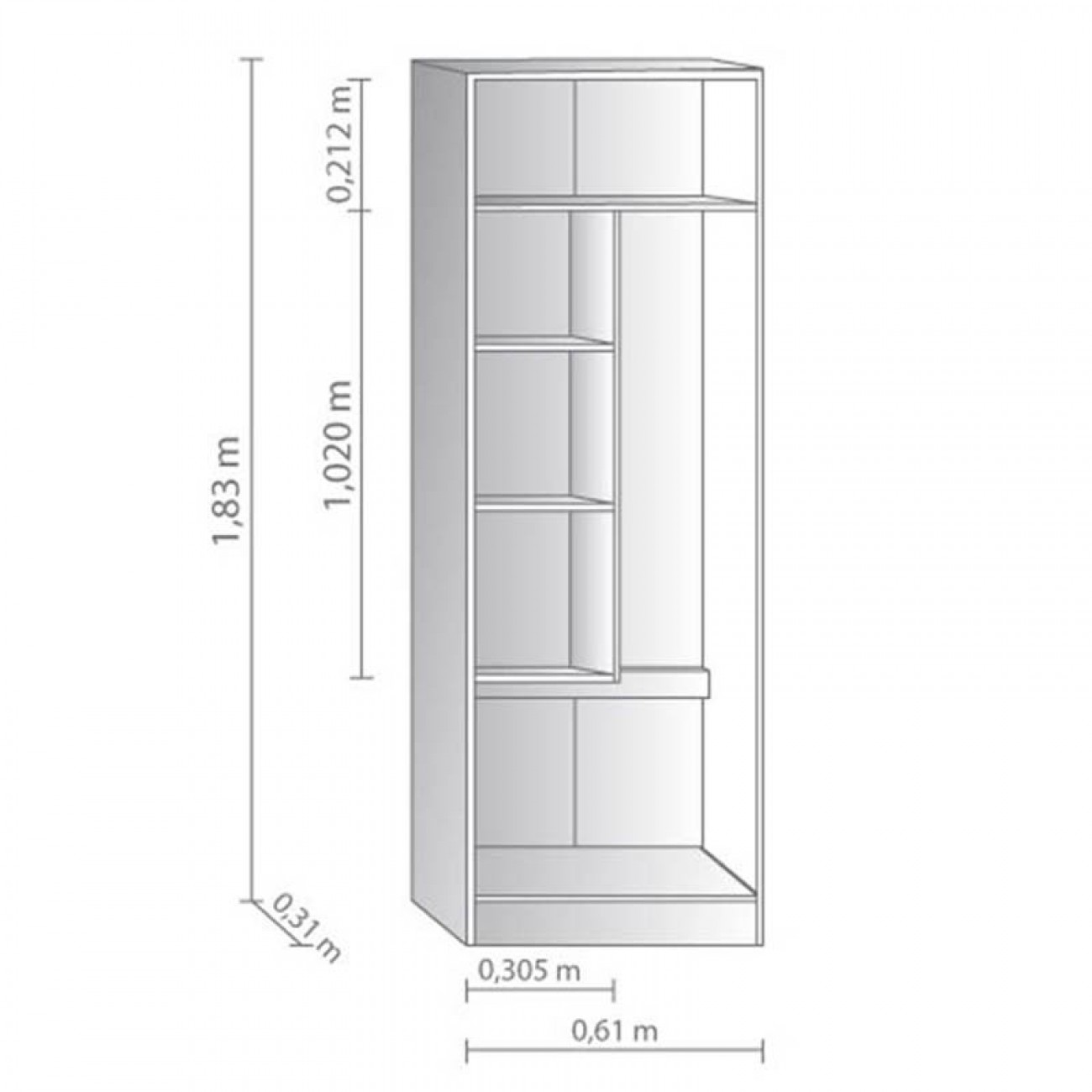 Mueble Columna altura 210. 1 puerta-ESCOBERO - Citterio Cucine