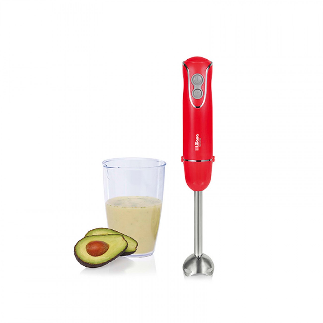 Imagen Batidora Mixer Minipimer Liliana Twistmix 450w Vaso Batidor Rojo