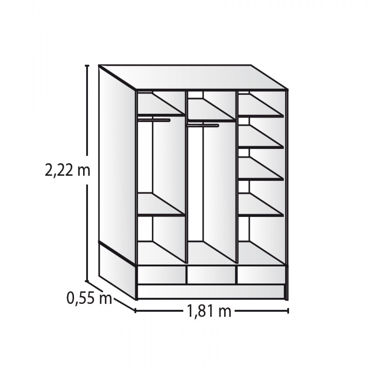 Imagen Placard Ropero Platinum 633 1,80 Mts Puerta Corrediza Gris Andino
