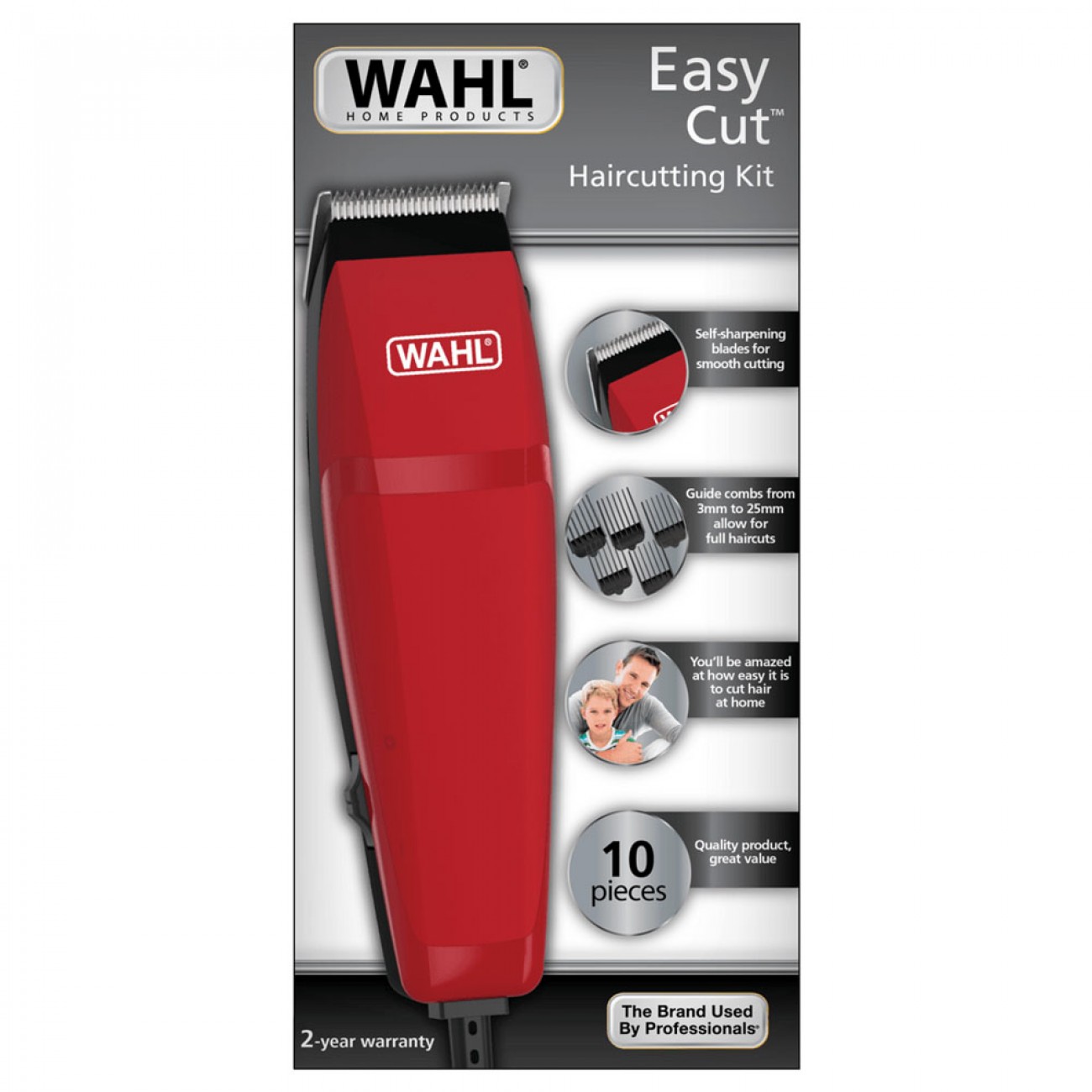 Imagen Cortadora De Pelo Y Barba Wahl Easy Cut Red 10 Piezas Cable
