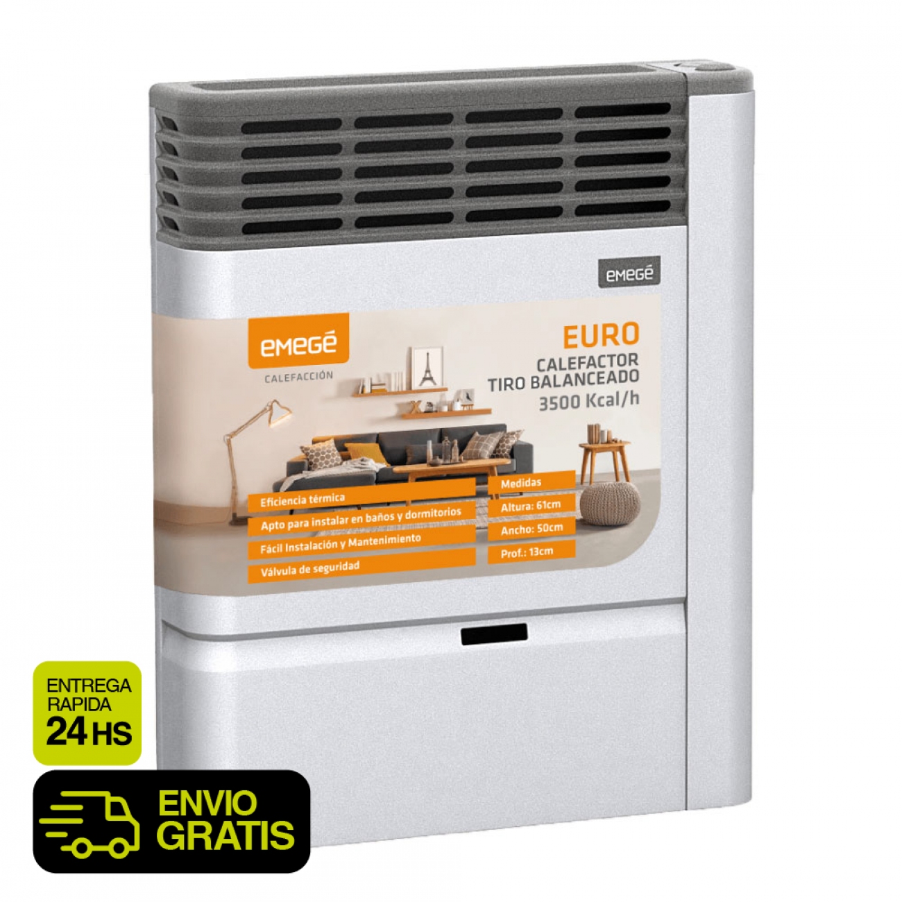 Imagen Calefactor Tiro Balanceado Emege Euro 2135 3500 Kcal/h Bigas