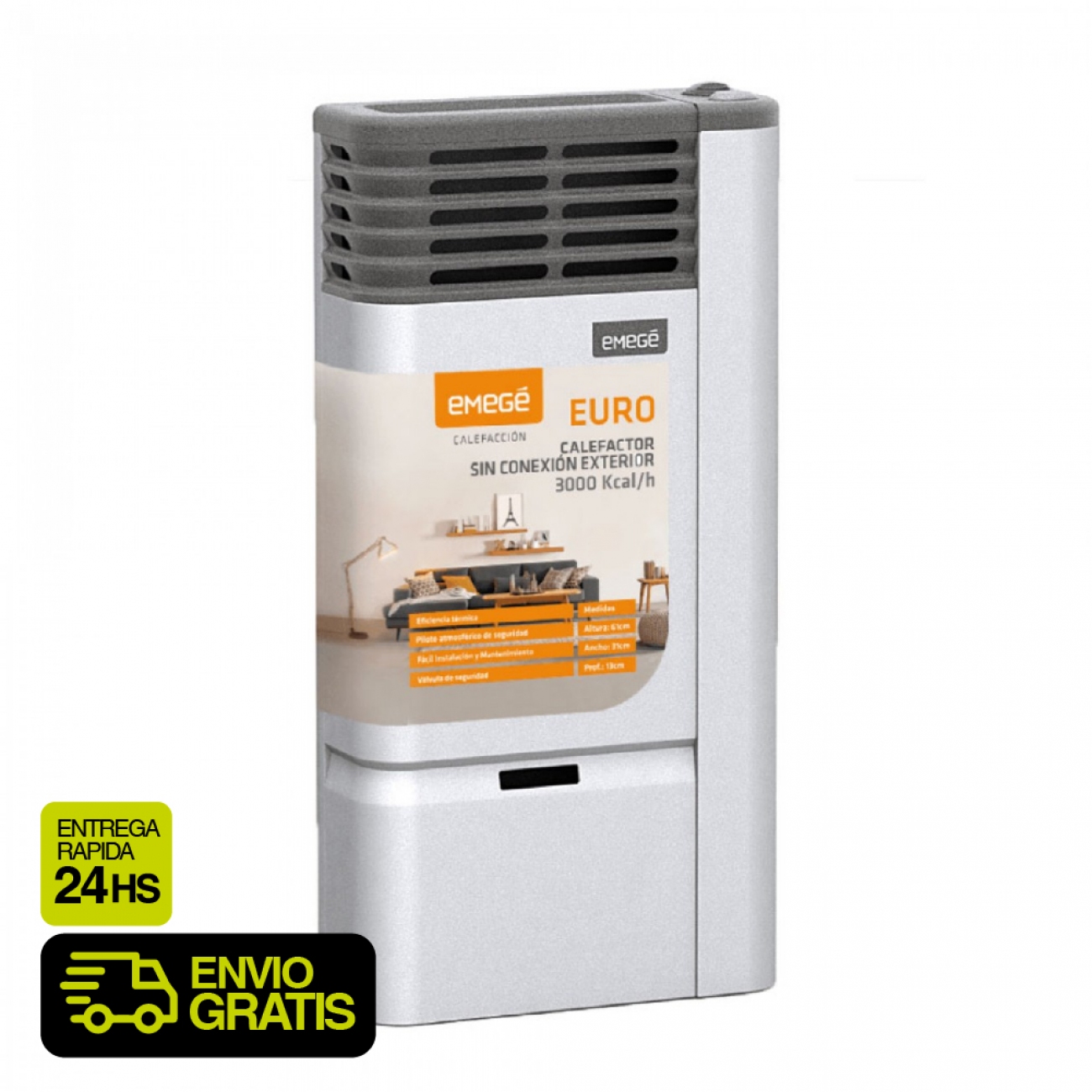 Imagen Calefactor Sin Salida Emege Euro 3130 Sce 3000 Kcal&sol;h Bigas