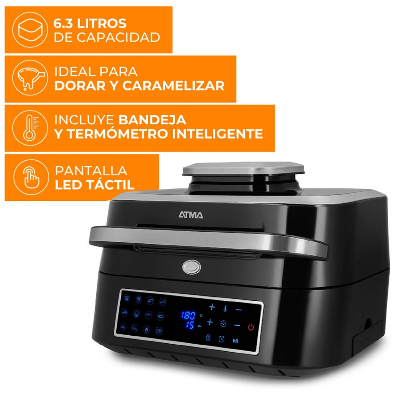 Imagen Freidora De Aire Atma Fr90dp 6.3 Lts Digital Con Grill