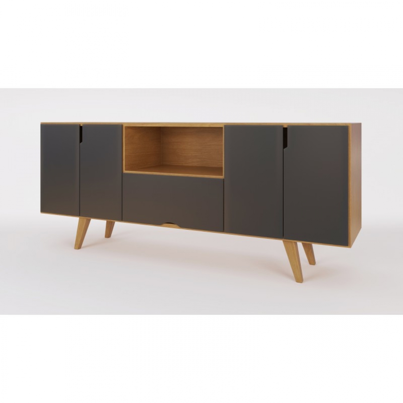 Imagen Rack De Tv Inmacol 150 Escandinavo 180x60x42 Miel Y Gris