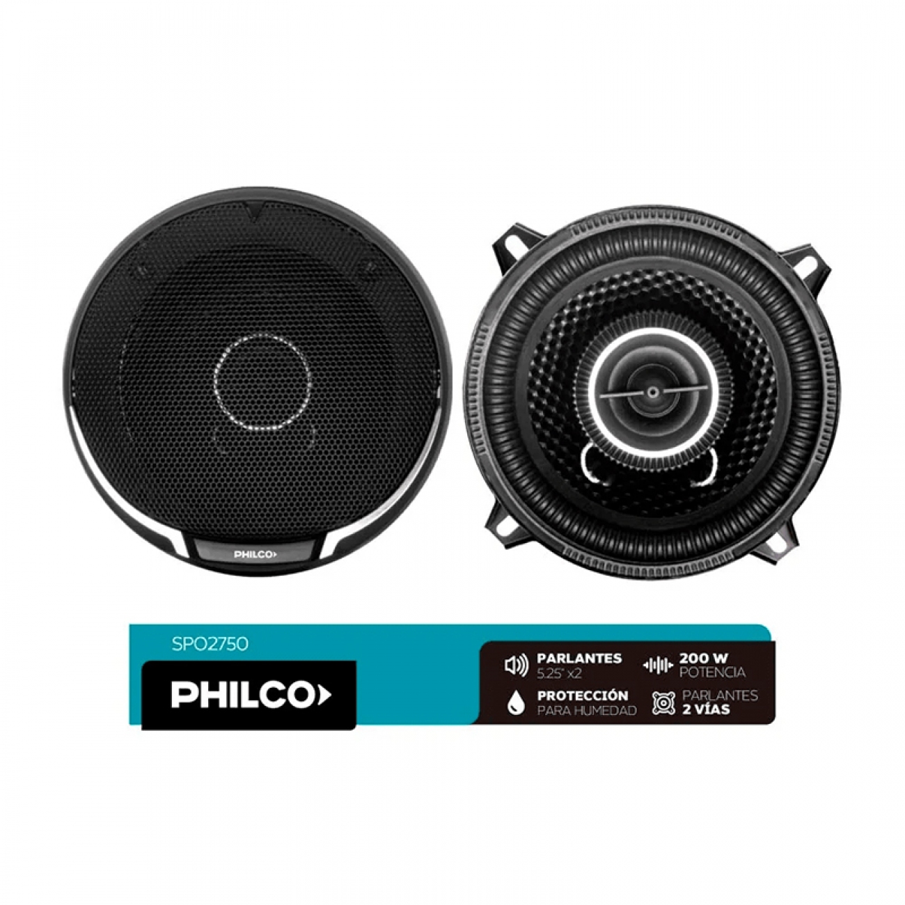 Imagen Parlante Para Auto Philco 2 V&iacute;as Coaxial 200w Negro