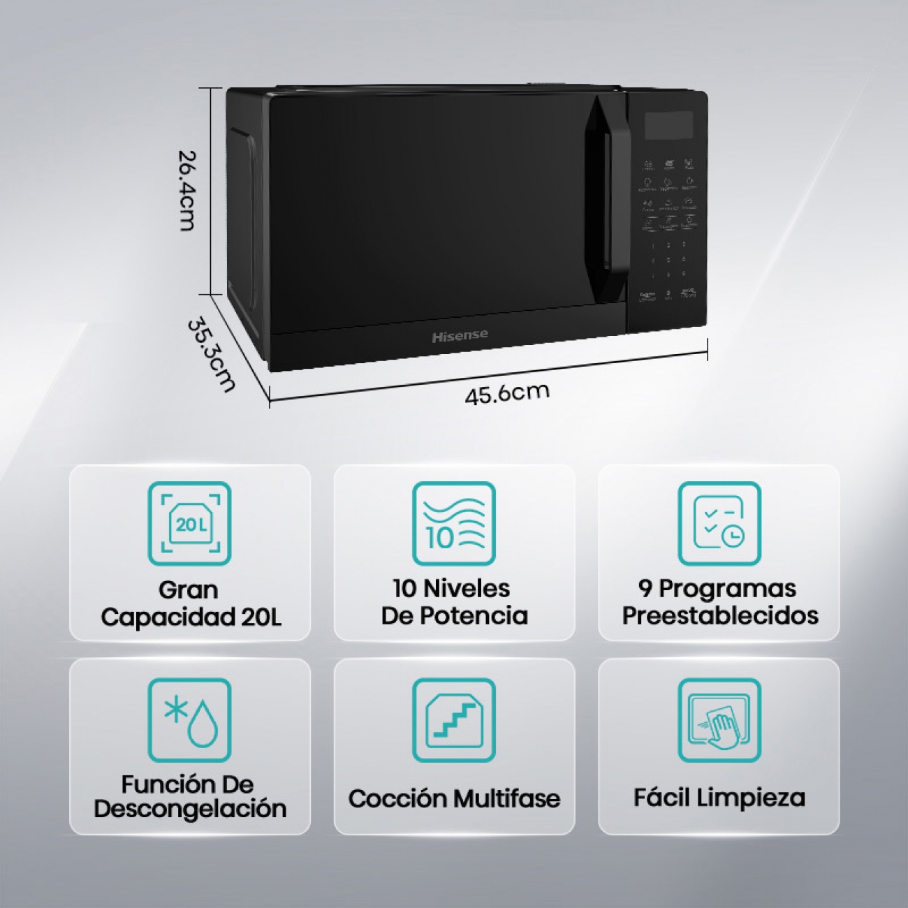 Imagen Microondas Con Grill Hisense H20mo45bkhb07 20l Digital