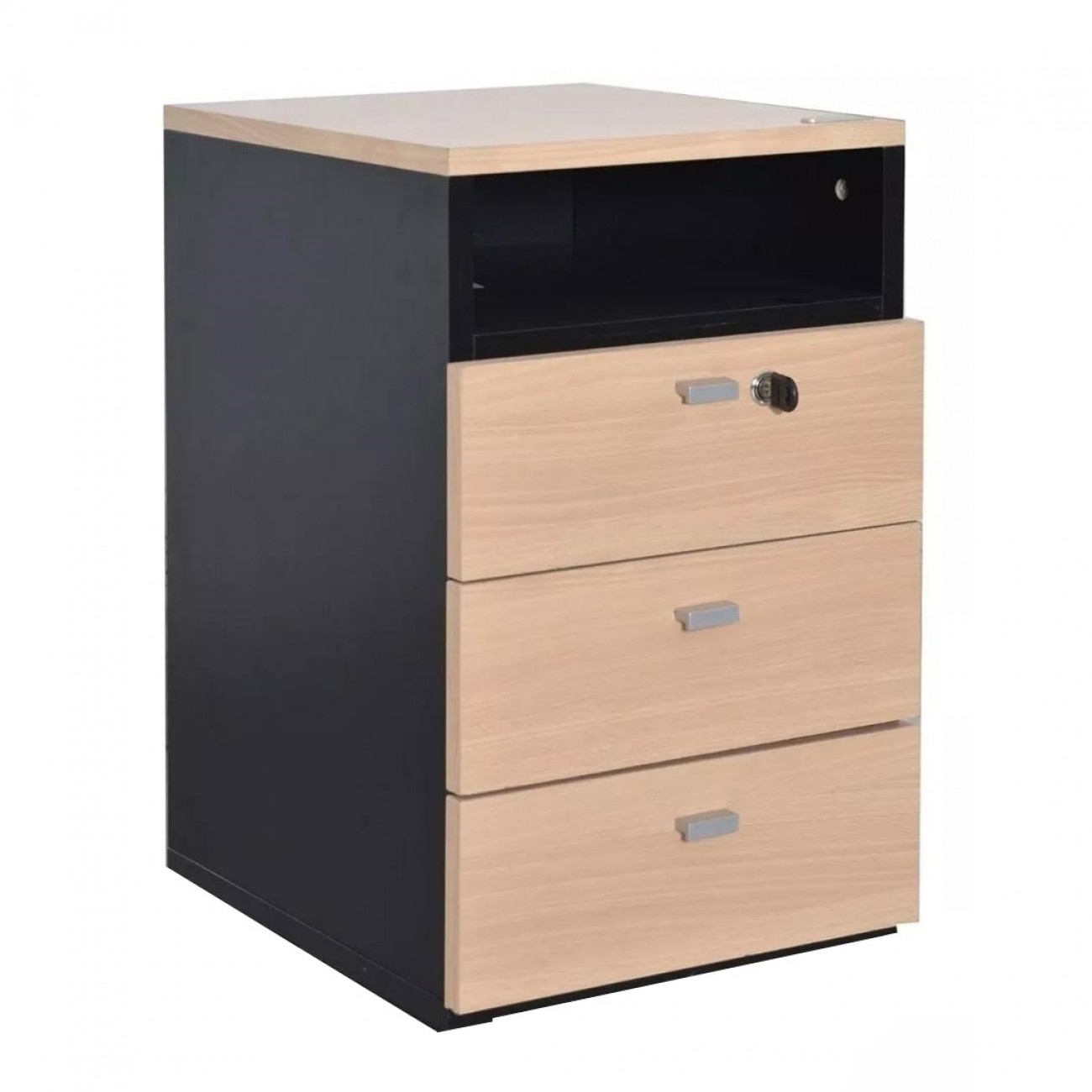 Imagen Escritorio Oficina Platinum Mod 503 1&period;50 M 3 Cajones Haya Con Negro