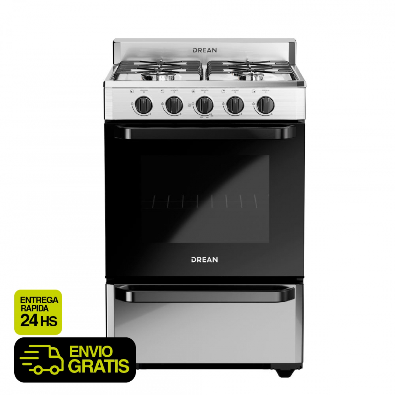 Imagen Cocina A Gas Drean Cd5602ai0 4 Hornallas Multigas Acero Inox