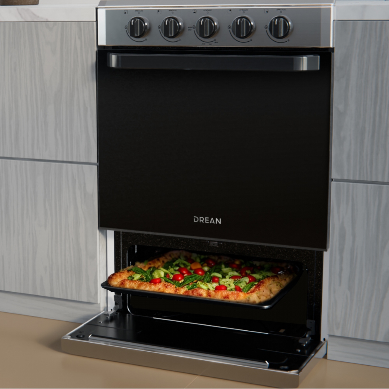 Imagen Cocina A Gas Drean Cd5602ai0 4 Hornallas Multigas Acero Inox