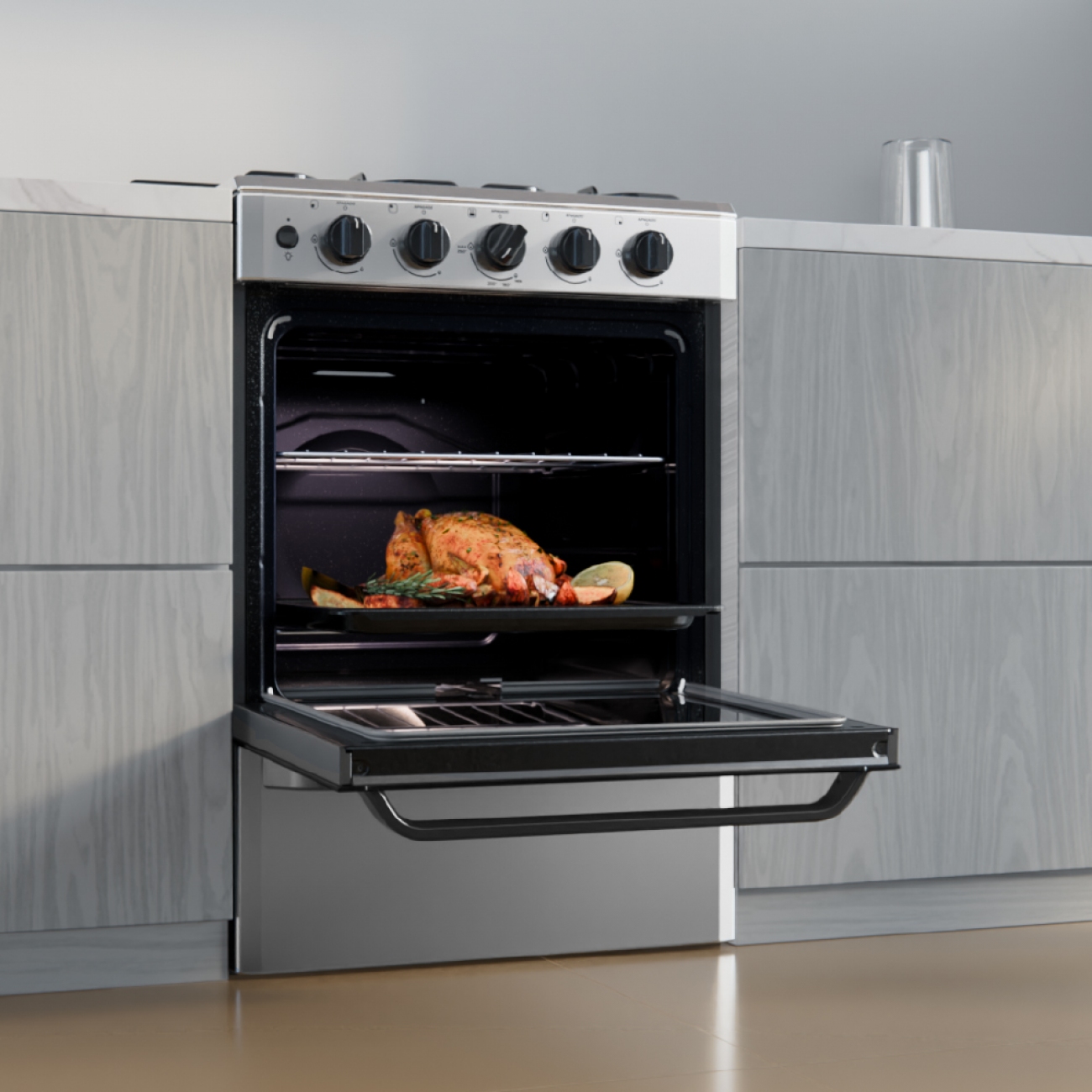 Imagen Cocina A Gas Drean Cd5603ai0 4 Hornallas Multigas Acero Inox