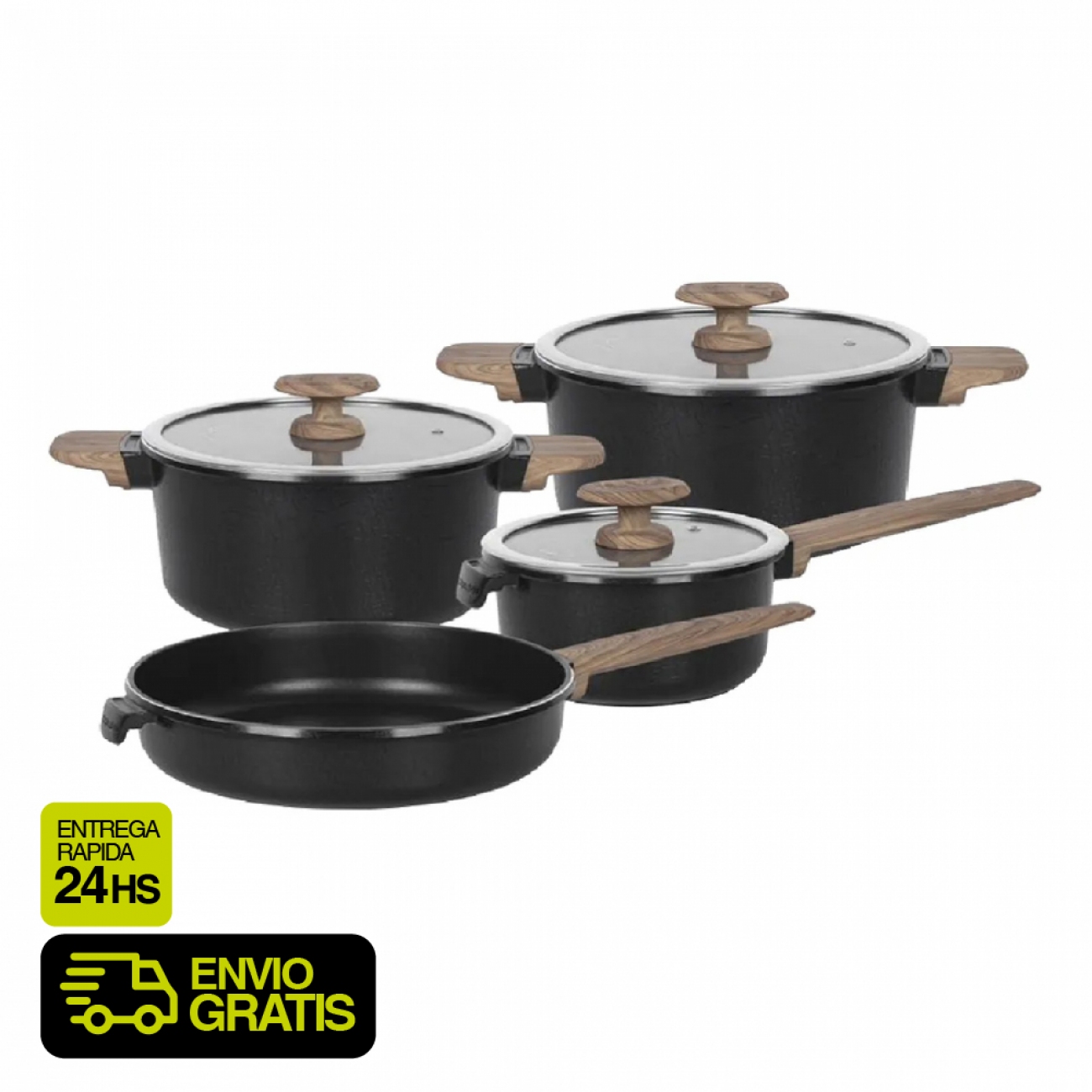 Imagen Bateria De Cocina Ucci 4 Piezas Aluminio Black