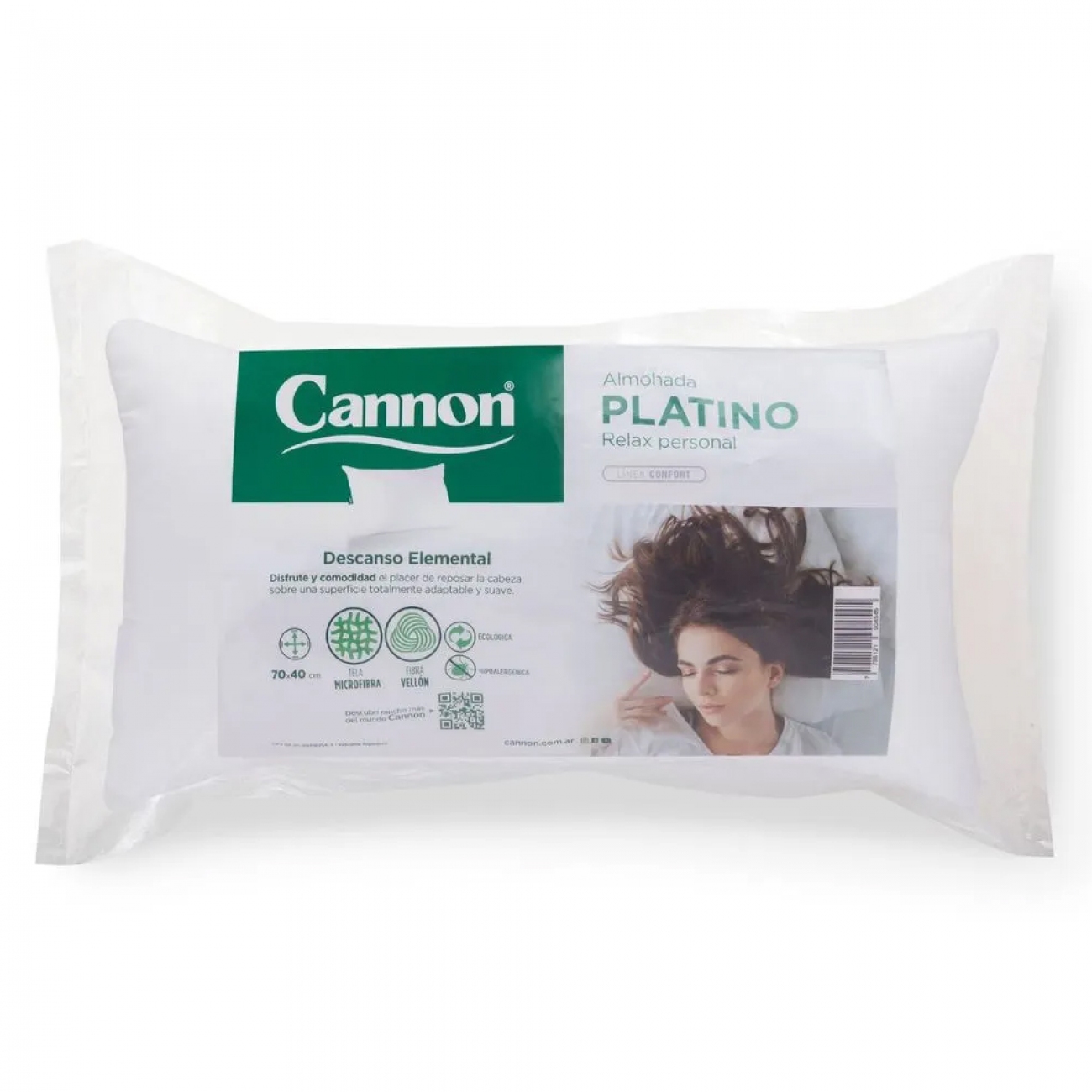 Imagen Almohada Cannon Platino 90x40 Percal Antialergica