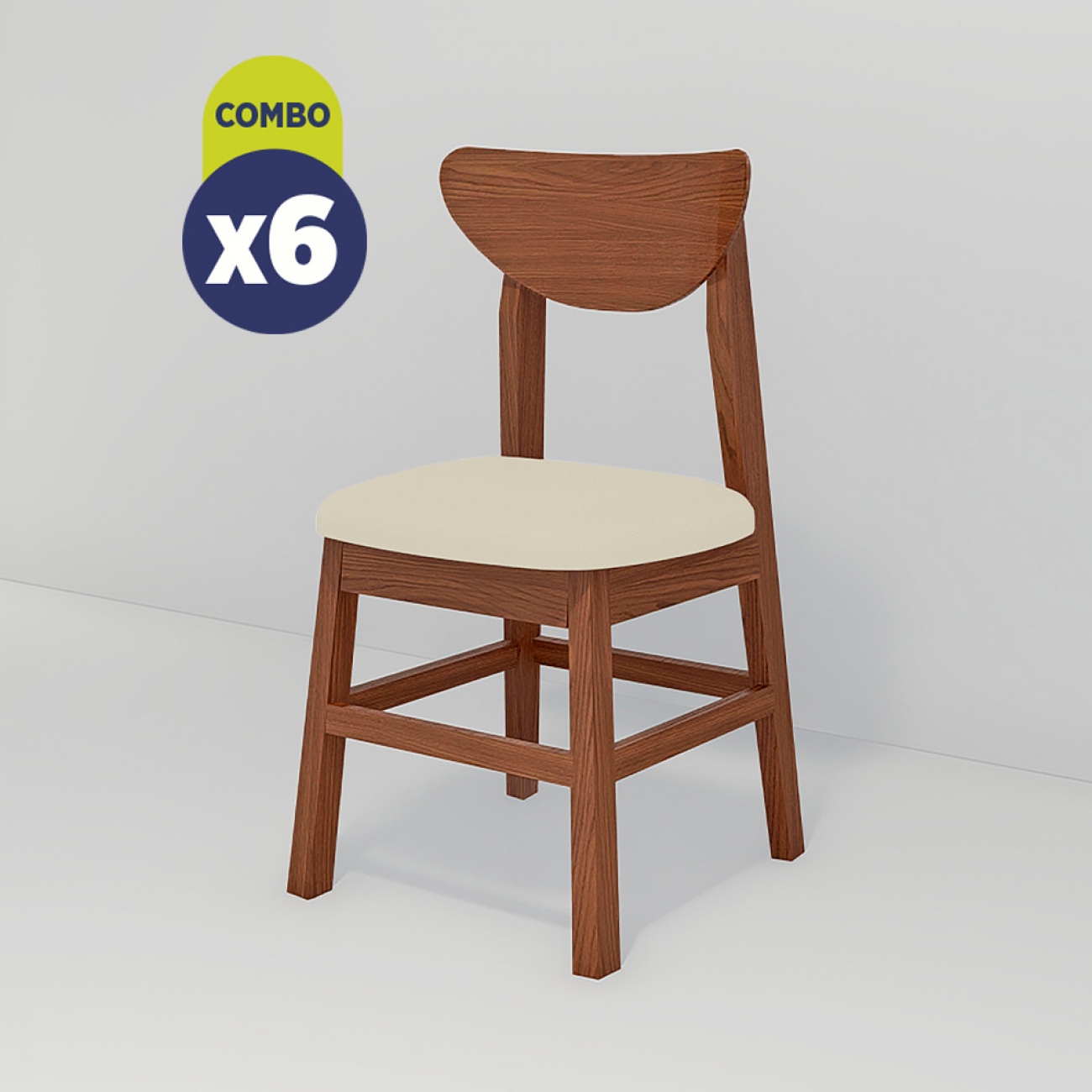 Imagen Silla De Madera Inmacol X6 Casta&ntilde;o Norway Beige