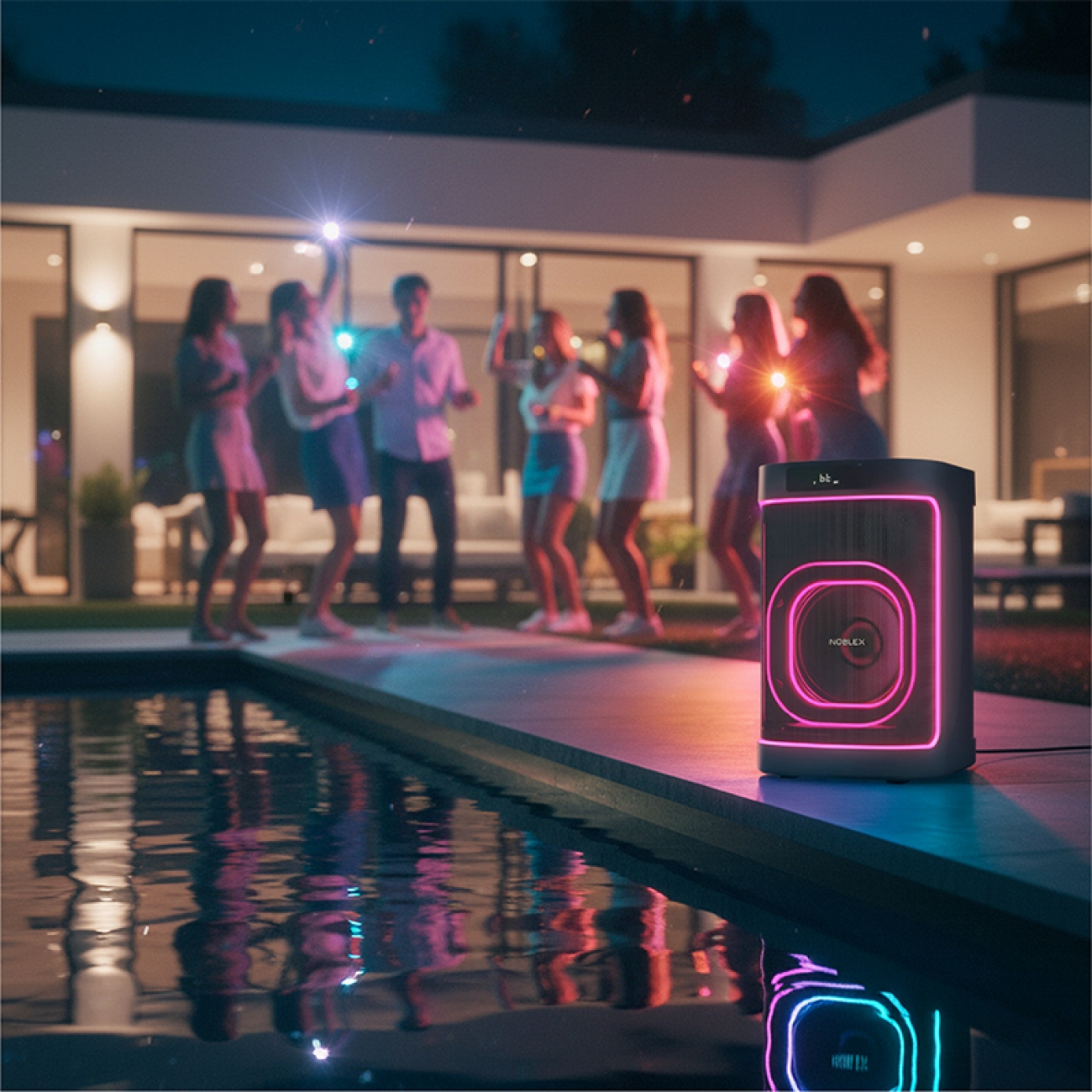 Imagen Torre de Sonido Noblex 94SQ108G1 3100W BT Luces Karaoke