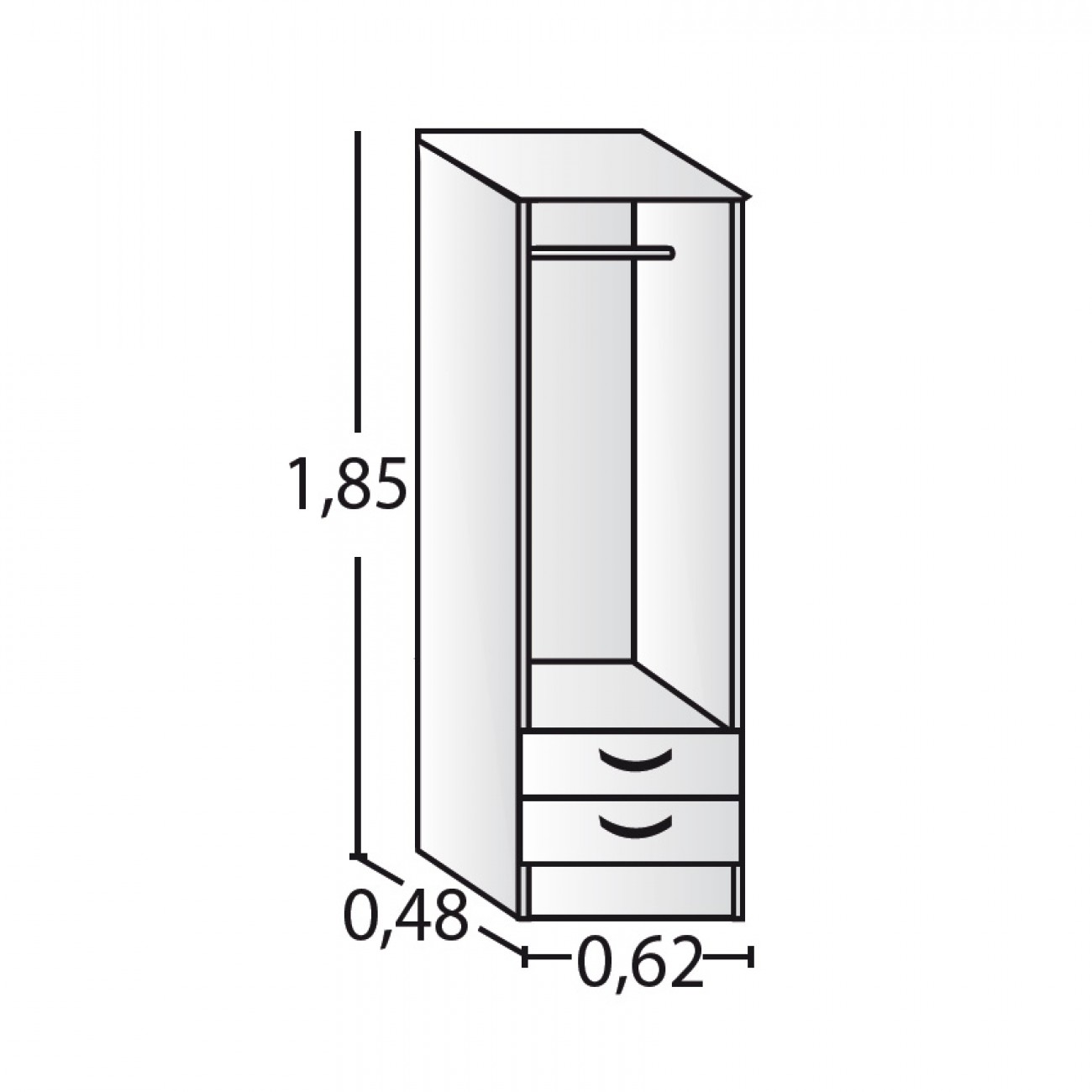 Imagen Placard Ropero Platinum Modelo 912 62cm  Gris